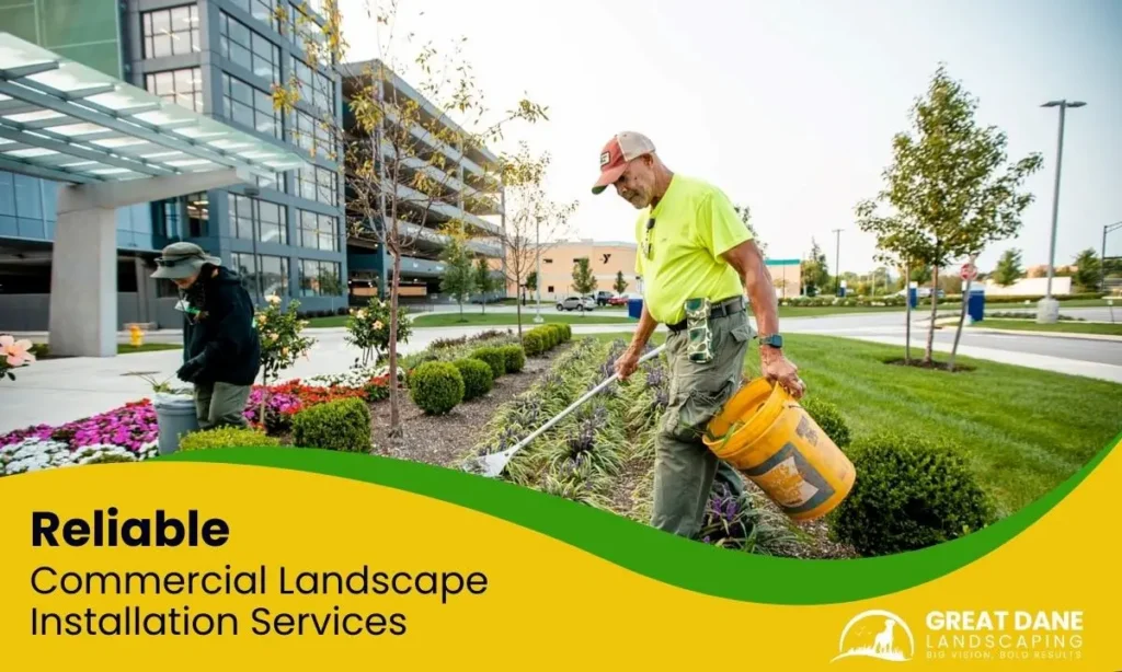 Commercial landscape maintenance services for office entrance